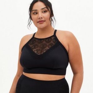 Torrid Swim Black Crochet High Neck Bikini Top Size 6X NWT